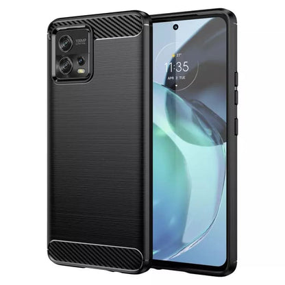 Fodral för Motorola Moto G72, Techsuit, Kolfiber, Svart