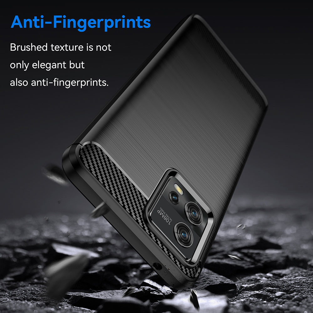 Fodral för Motorola Moto G72, Techsuit, Kolfiber, Svart