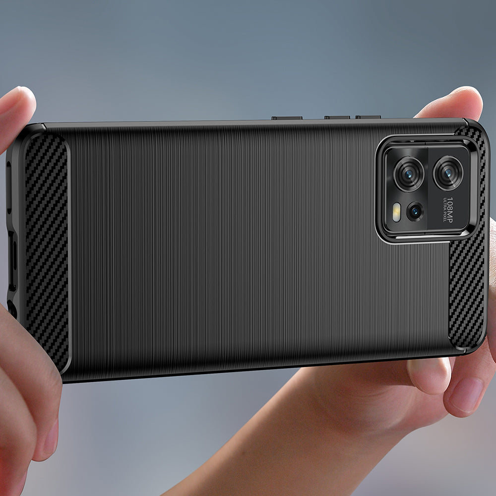 Fodral för Motorola Moto G72, Techsuit, Kolfiber, Svart