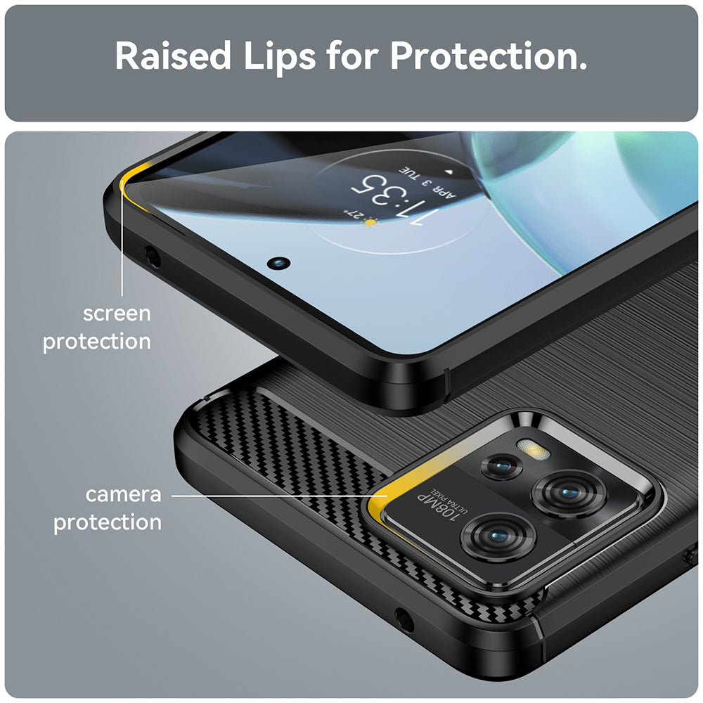 Fodral för Motorola Moto G72, Techsuit, Kolfiber, Svart