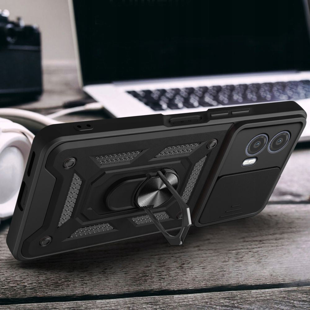 Fodral för Motorola Moto G73, Techsuit, CamShield, Svart