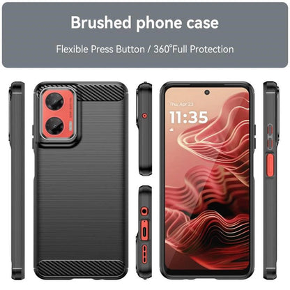 Fodral för Motorola Moto G75, Techsuit, Kolfiber, Svart