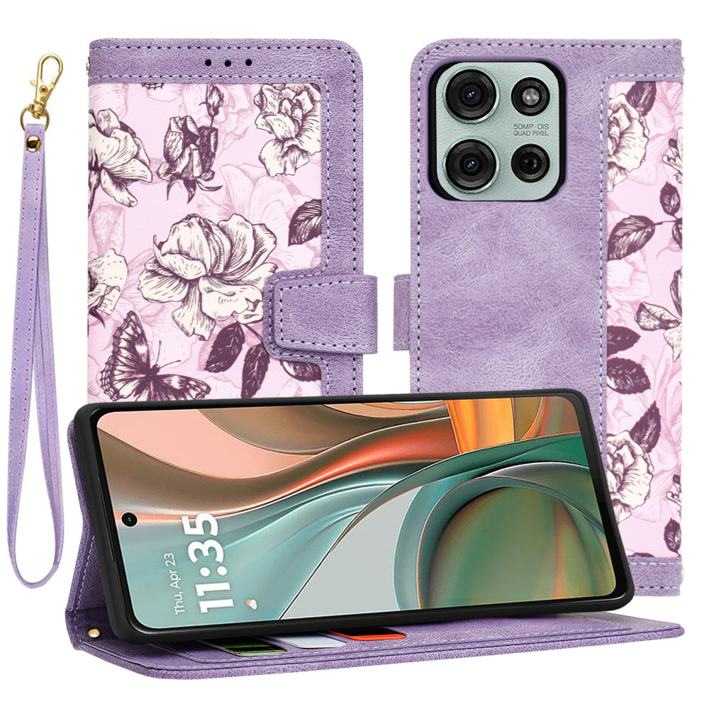 Fodral för Motorola Moto G75, Techsuit, FlipCraft, Lila