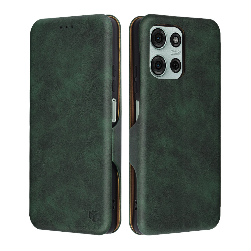 Fodral för Motorola Moto G75, Techsuit, Safe Wallet Plus, Grön