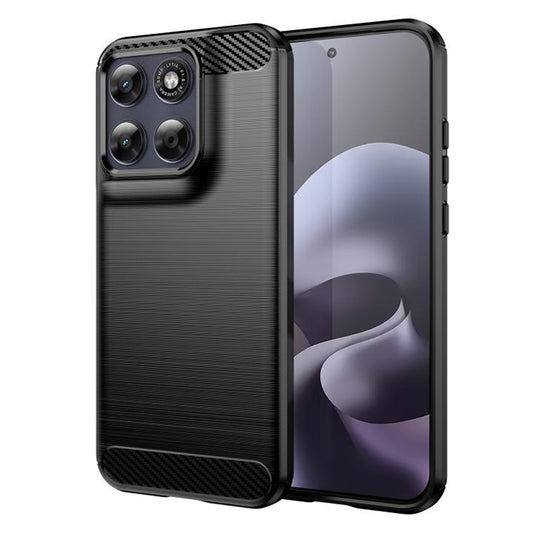 Skyddsfodral för Motorola Moto G77 / G67, Techsuit, Kolfiber, Svart