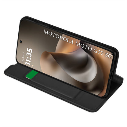 Fodral för Motorola Moto G77 / G67, Techsuit, Magskin Book, Svart
