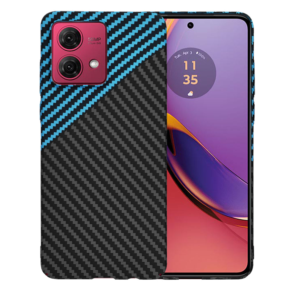 Fodral för Motorola Moto G84, Techsuit, Carbonite FiberShell, Svart Bleu