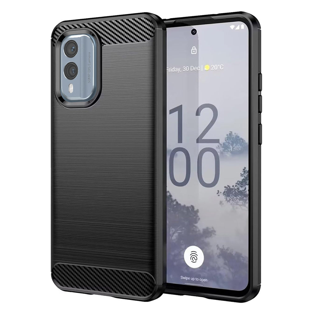 Fodral för Nokia X30, Techsuit, Kolfiber, Svart