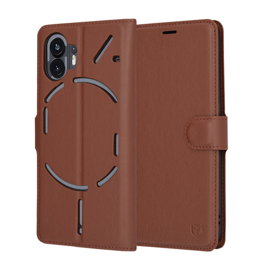 Fodral för Nothing Phone (2), Techsuit, Leather Folio, Brun