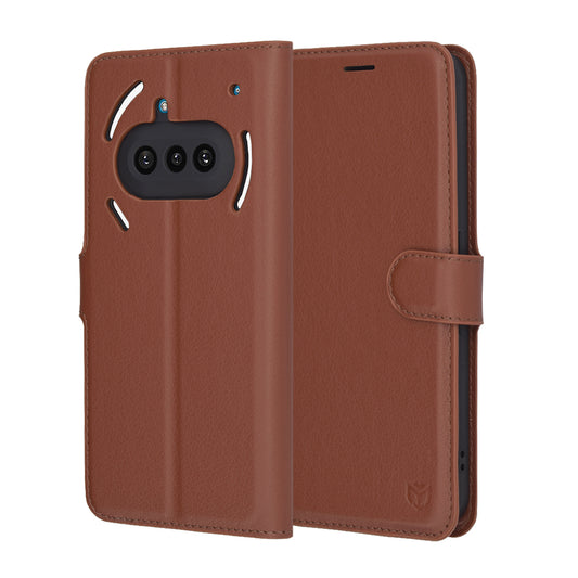 Fodral för Nothing Phone (3a), Techsuit, Leather Folio, Brun