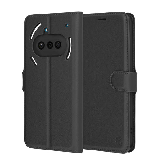 Fodral för Nothing Phone (3a), Techsuit, Leather Folio, Svart