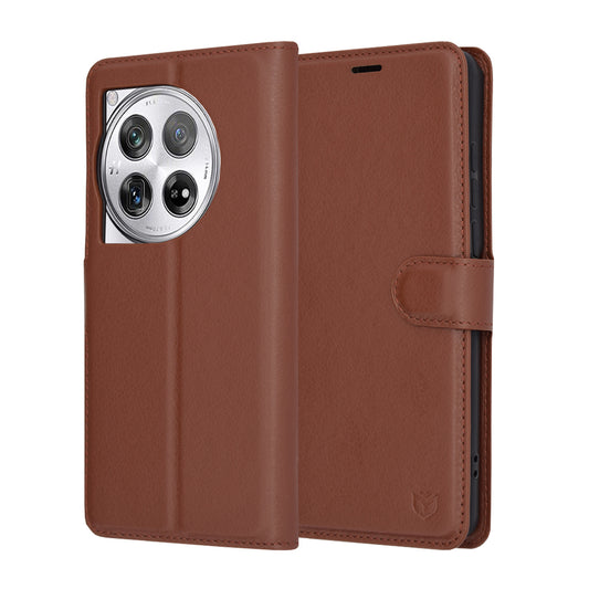 Fodral för OnePlus 12, Techsuit, Leather Folio, Brun