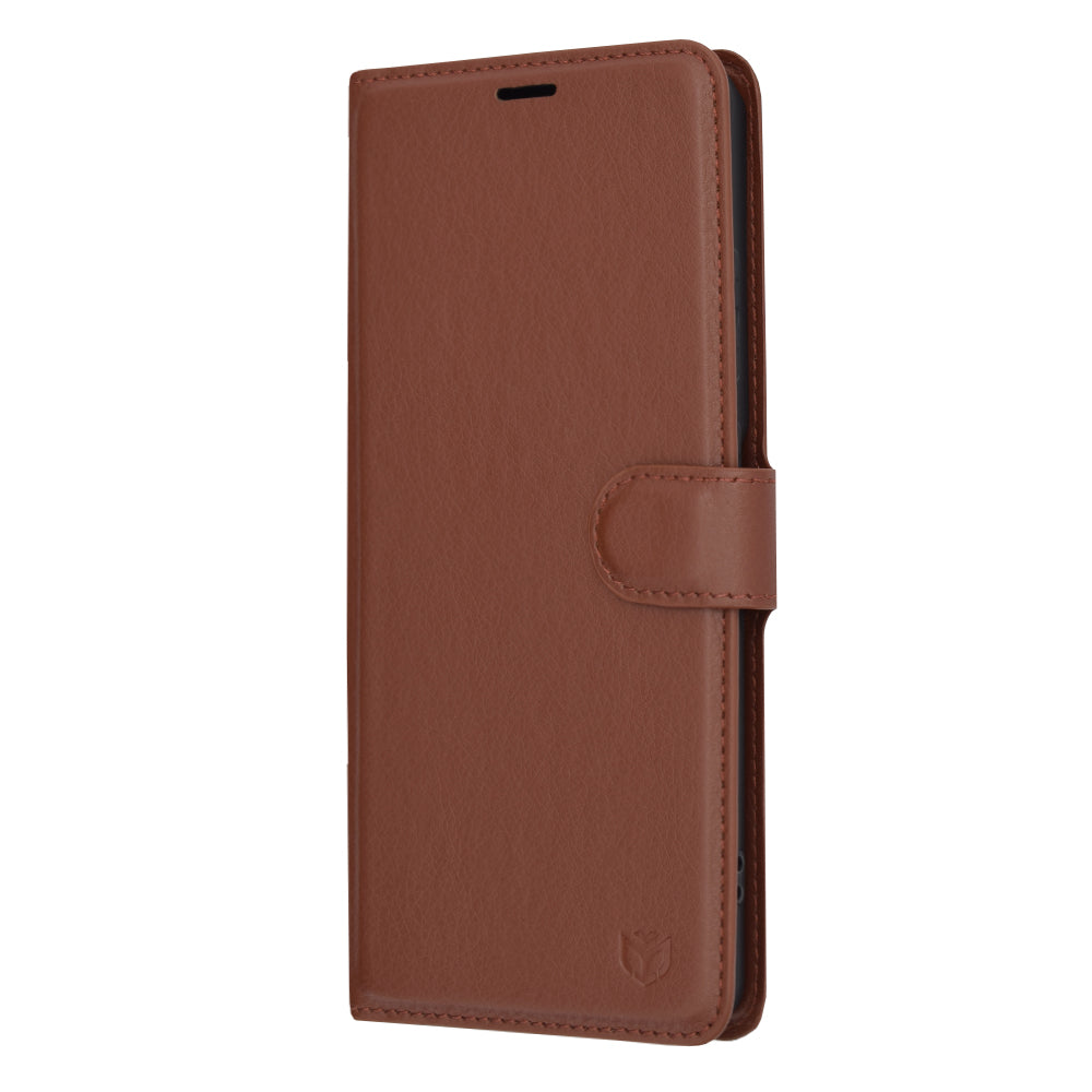 Fodral för OnePlus 12R, Techsuit, Leather Folio, Brun