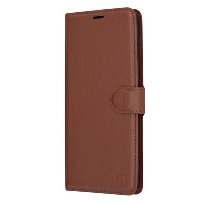 Fodral för OnePlus 12R, Techsuit, Leather Folio, Brun