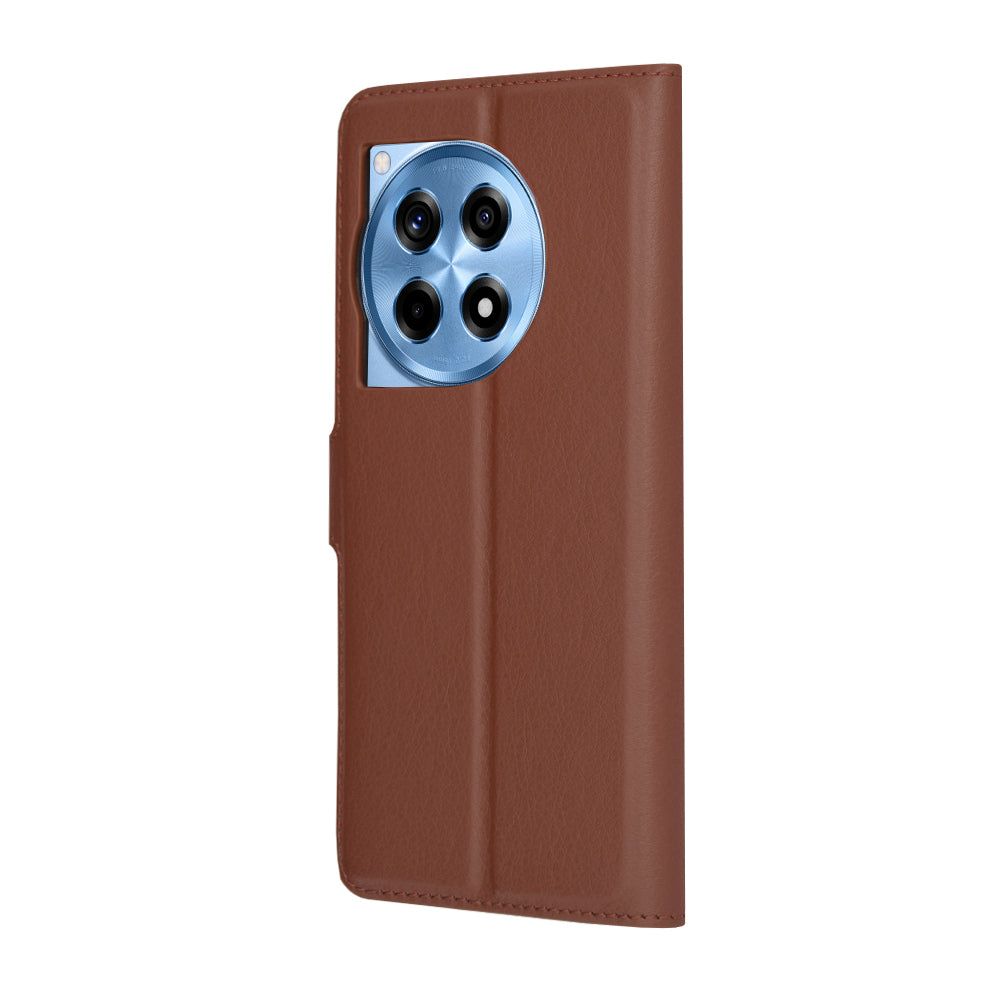 Fodral för OnePlus 12R, Techsuit, Leather Folio, Brun