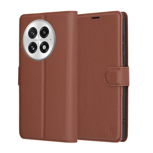 Fodral för OnePlus 13, Techsuit, Leather Folio, Brun