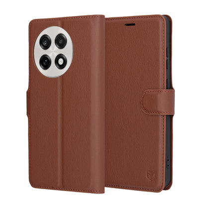 Fodral för OnePlus 13R, Techsuit, Leather Folio, Brun