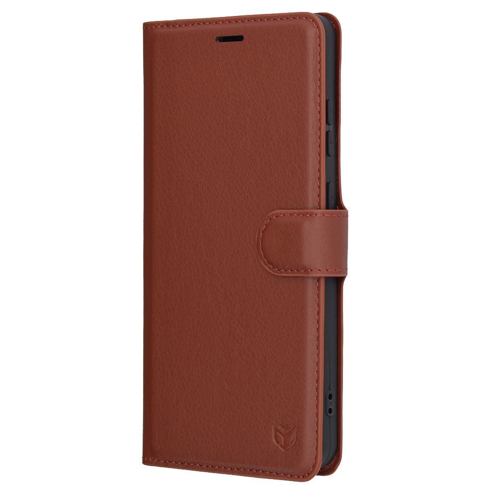 Fodral för OnePlus 13R, Techsuit, Leather Folio, Brun