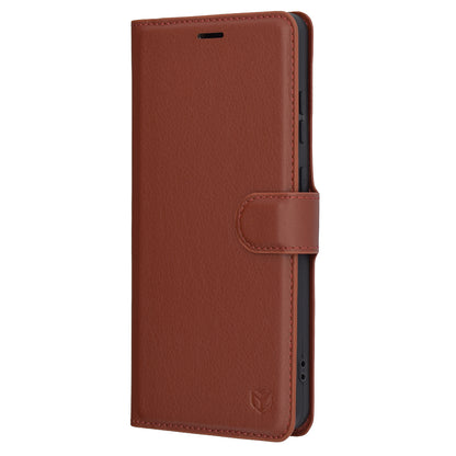 Fodral för OnePlus 13R, Techsuit, Leather Folio, Brun