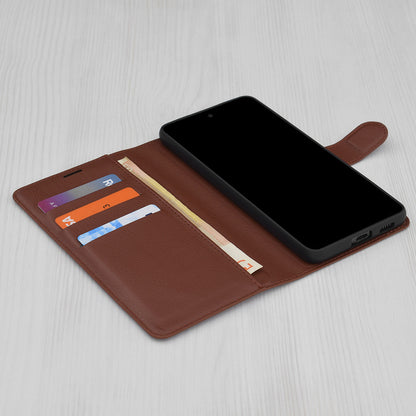 Fodral för OnePlus 13R, Techsuit, Leather Folio, Brun