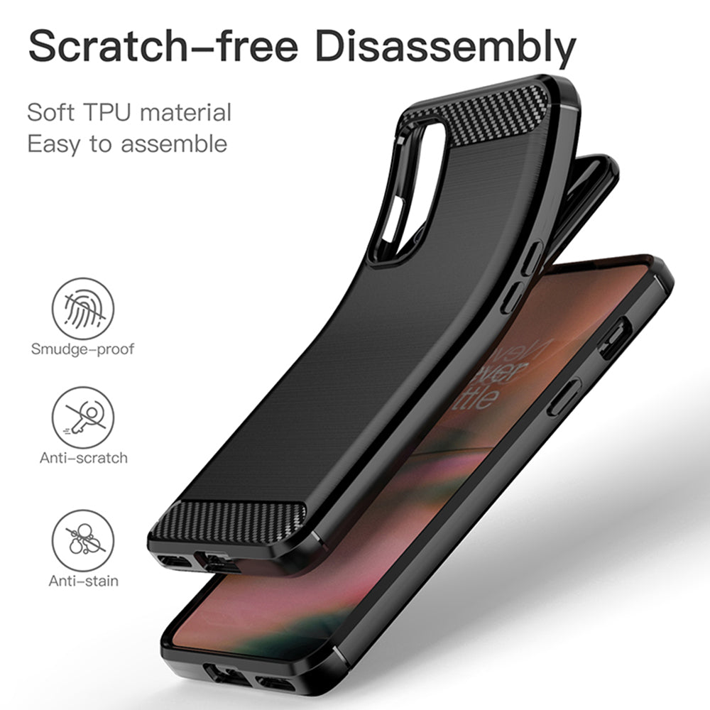 Fodral för OnePlus Nord 2 5G, Techsuit, Kolfiber, Svart