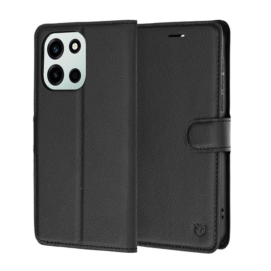 Fodral för OnePlus Nord 6, Techsuit, Leather Folio, Svart