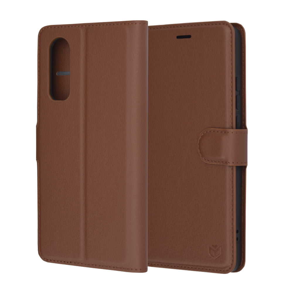 Fodral för OnePlus Nord CE4 Lite, Techsuit, Leather Folio, Brun