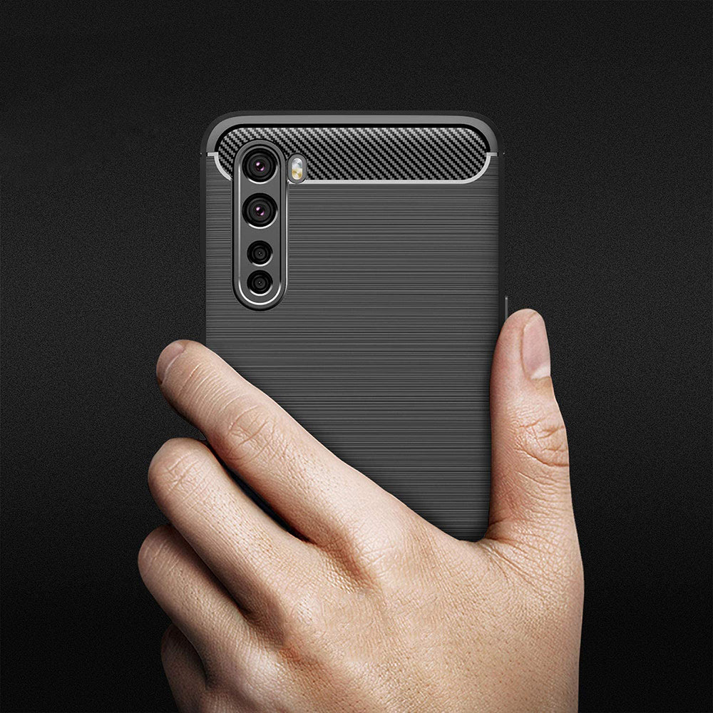 Fodral för OnePlus Nord, Techsuit, Kolfiber, Svart