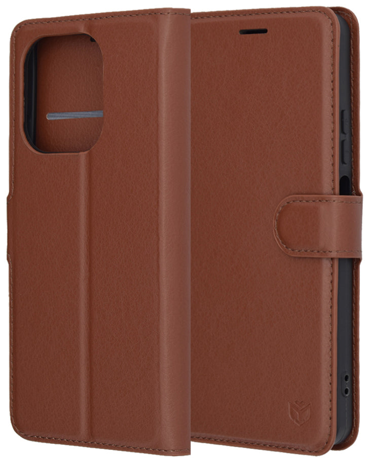 Fodral för Oppo A5 Pro 4G / A5 Pro, Techsuit, Läderfolio, Brun
