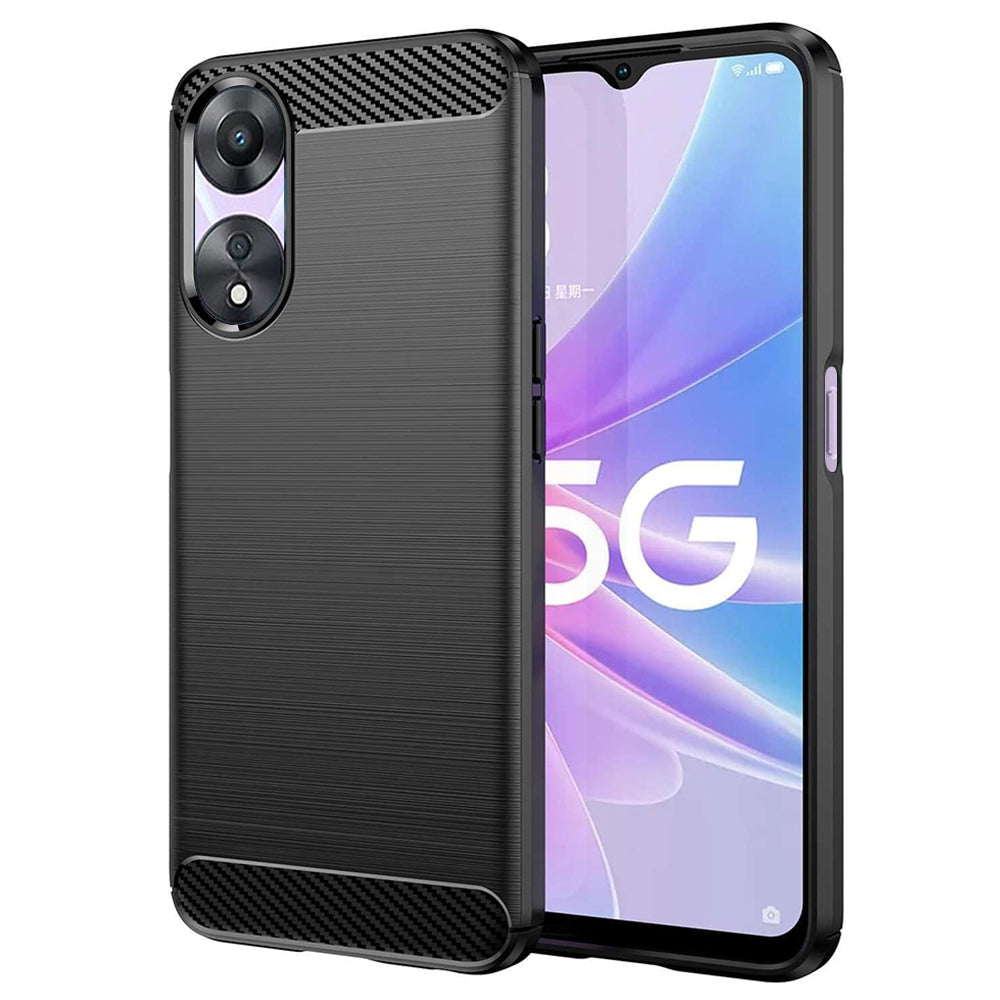 Fodral för Oppo A58 5G / A78 5G, Techsuit, Kolfiber, Svart