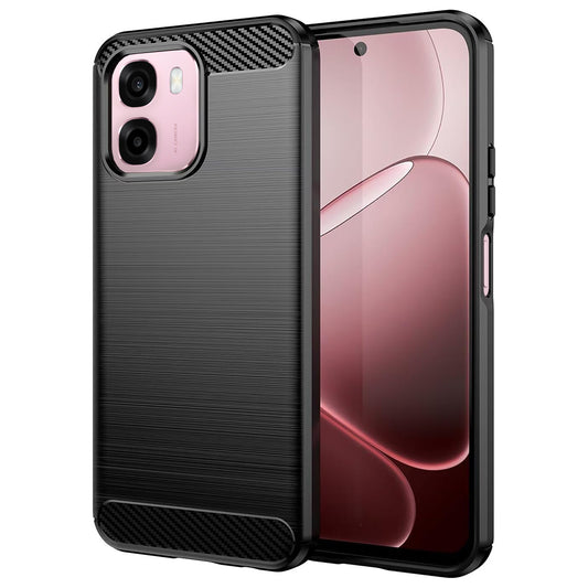 Skyddsfodral för Oppo A6 4G, Techsuit, Kolfiber, Svart