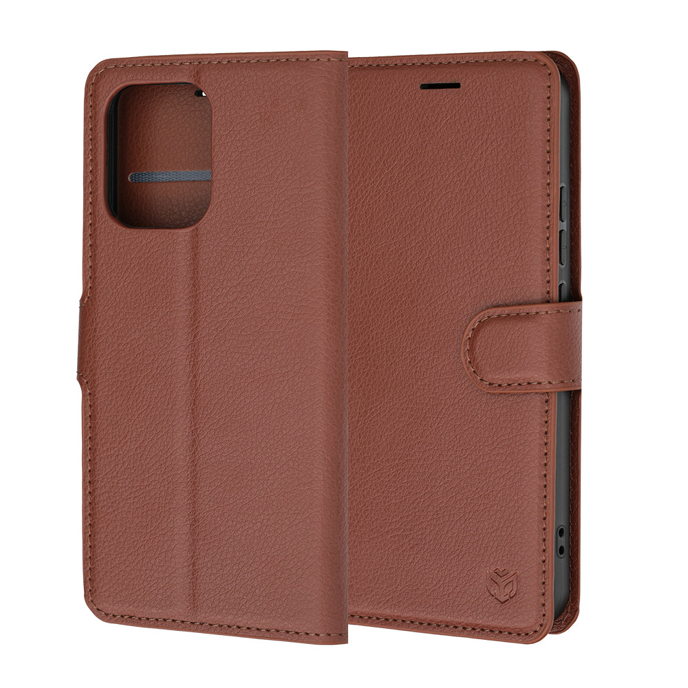 Fodral för Oppo A6 Pro 5G / A6 Pro 4G, Techsuit, Läderfolio, Brun