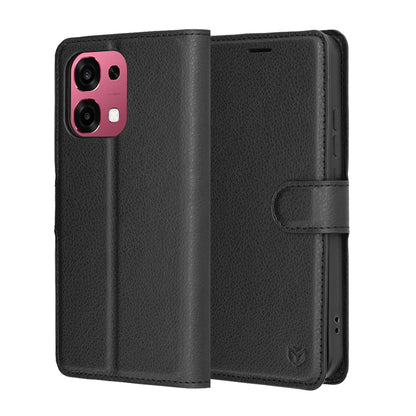 Fodral för Oppo A6 Pro 5G / A6 Pro 4G, Techsuit, Leather Folio, Svart