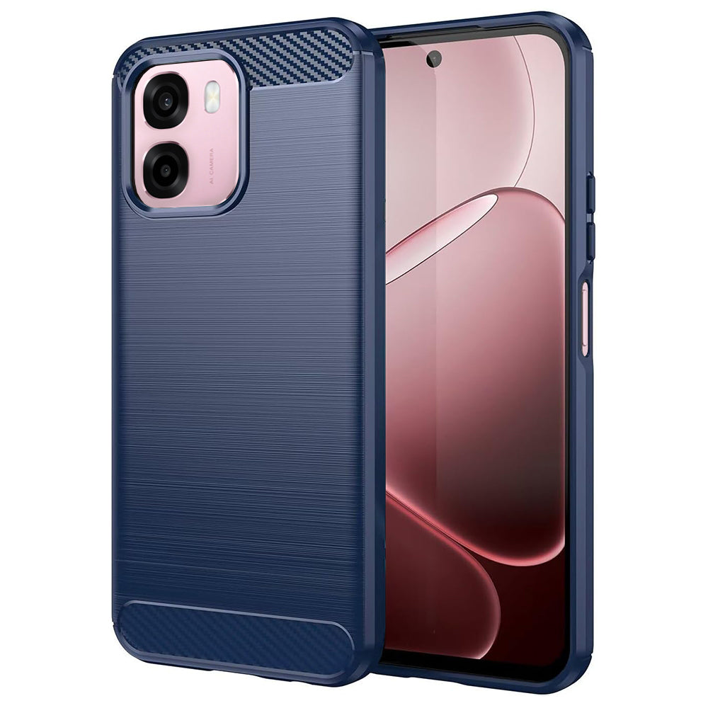 Fodral för Oppo A6k 4G / A6x 4G / A6x / A6 4G, Techsuit, Kolfiber, Blå