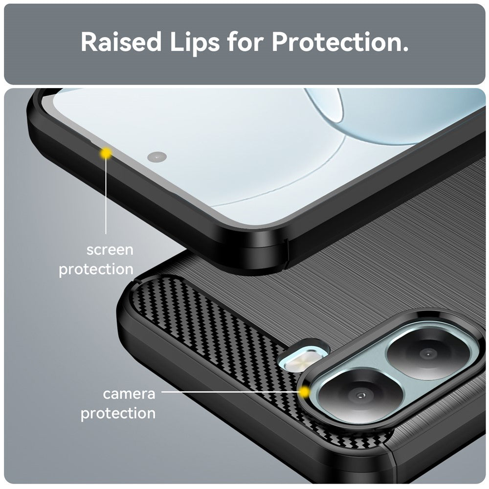 Skyddsfodral för Oppo A6x 4G / A6x, Techsuit, Kolfiber, Svart