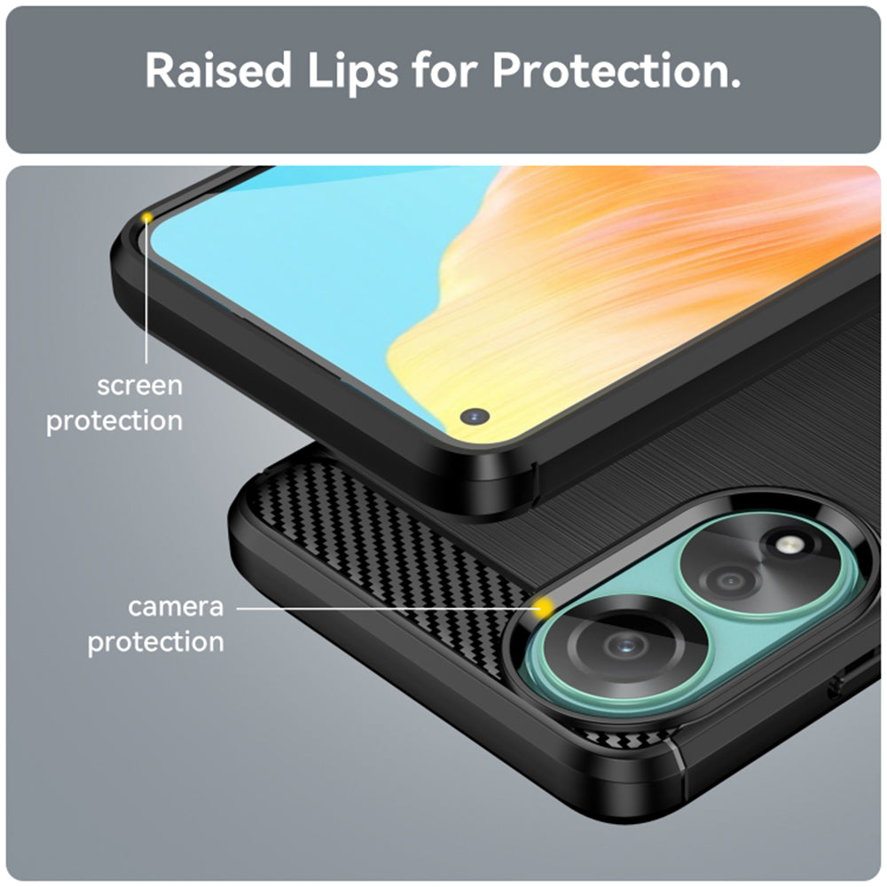 Fodral för Oppo A78 4G, Techsuit, Kolfiber, Svart