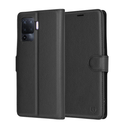Fodral för Oppo A94 / Reno5 Lite, Techsuit, Läderfolio, Svart