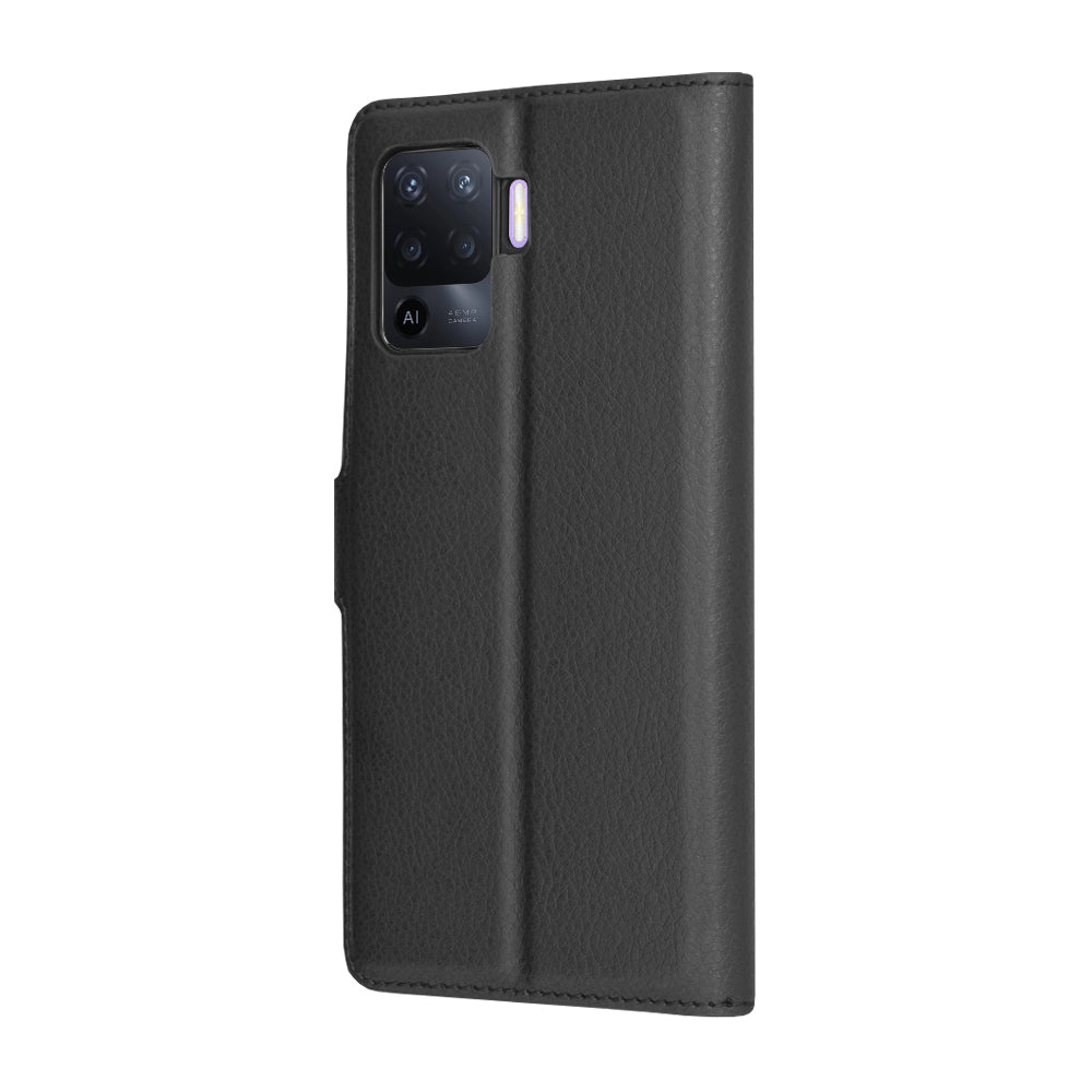 Fodral för Oppo A94 / Reno5 Lite, Techsuit, Läderfolio, Svart