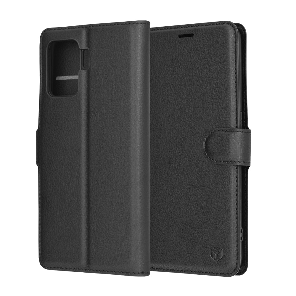 Fodral för Oppo A94 / Reno5 Lite, Techsuit, Läderfolio, Svart