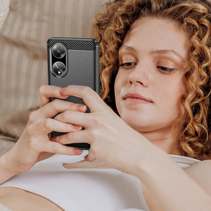 Fodral för Oppo A98, Techsuit, Kolfiber, Svart