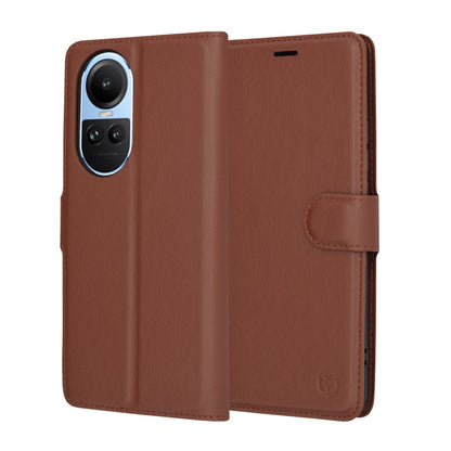 Fodral för Oppo Reno10 / Reno10 Pro, Techsuit, Läderfolio, Brun