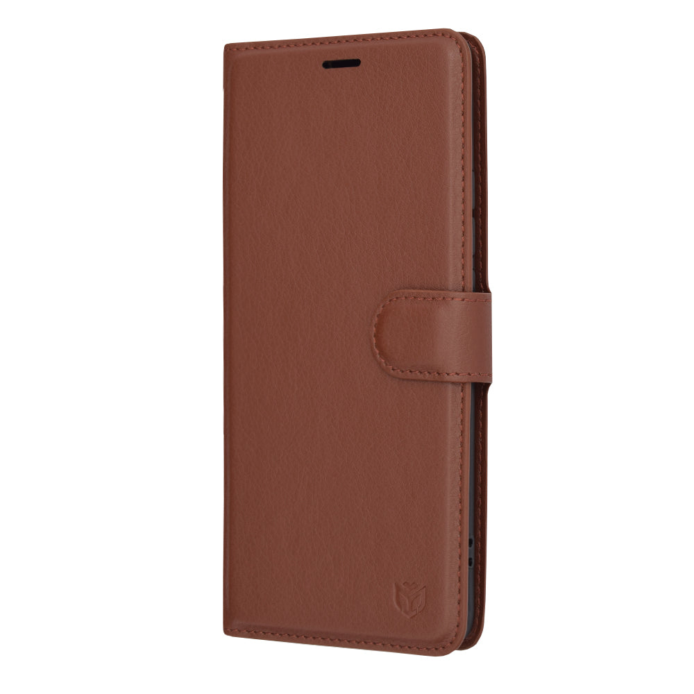 Fodral för Oppo Reno10 / Reno10 Pro, Techsuit, Läderfolio, Brun