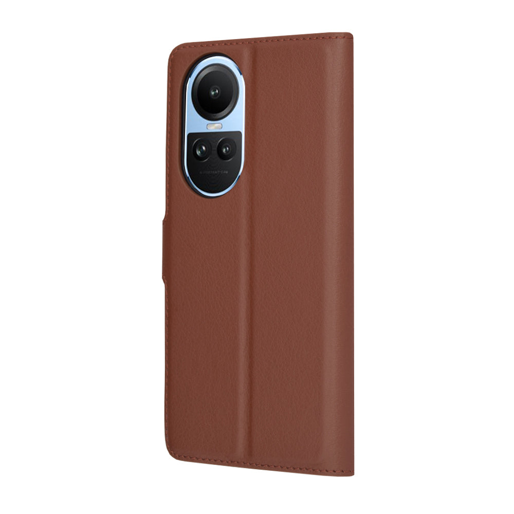 Fodral för Oppo Reno10 / Reno10 Pro, Techsuit, Läderfolio, Brun