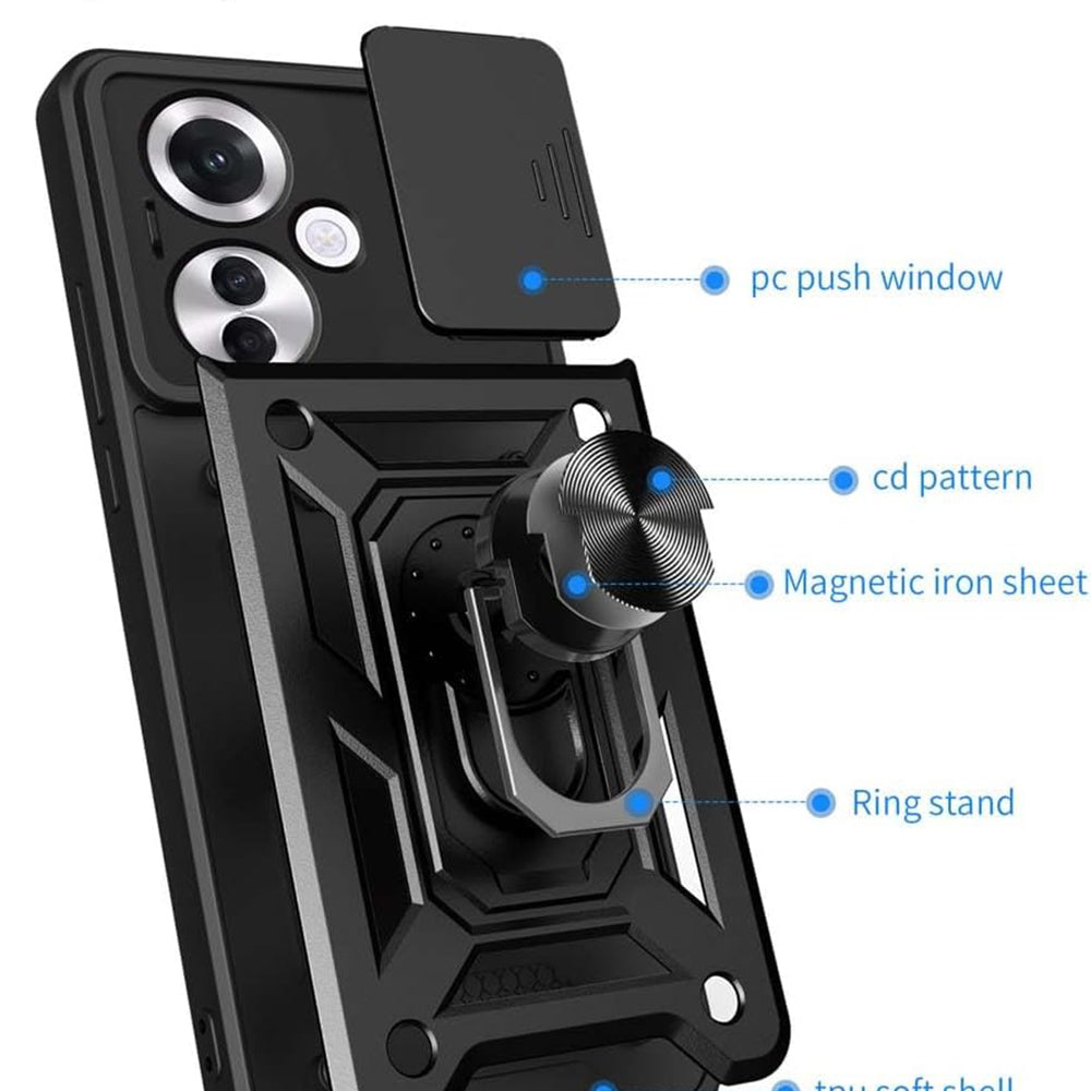 Fodral för Oppo Reno11 F, Techsuit, CamShield, Svart
