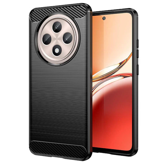 Fodral för Oppo Reno12 FS 5G / Reno12 FS 4G / Reno12 F 4G / Reno12 F, Techsuit, Kolfiber, Svart