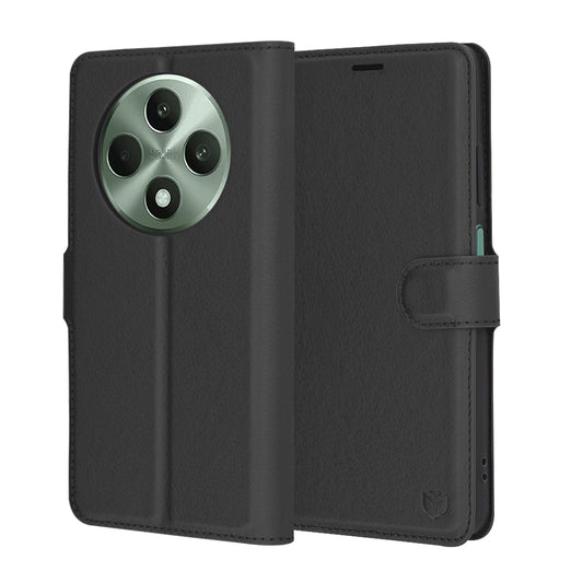 Fodral för Oppo Reno12 FS 5G / Reno12 FS 4G / Reno12 F 4G / Reno12 F, Techsuit, Läderfolio, Svart