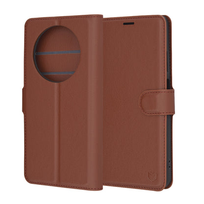 Fodral för Oppo Reno12 FS 5G / Reno12 FS 4G / Reno12 F 4G / Reno12 F, Techsuit, Leather Folio, Brun