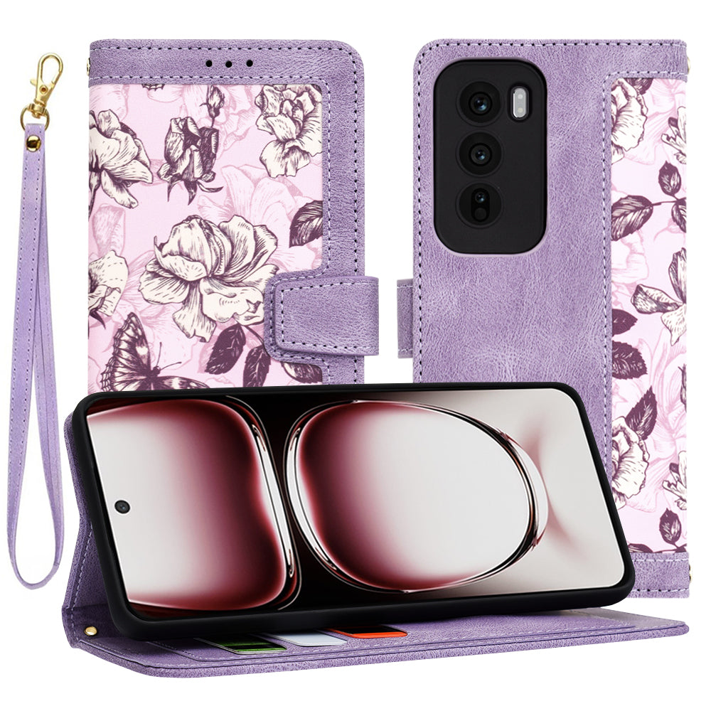 Fodral för Oppo Reno12 Pro, Techsuit, FlipCraft, Lila
