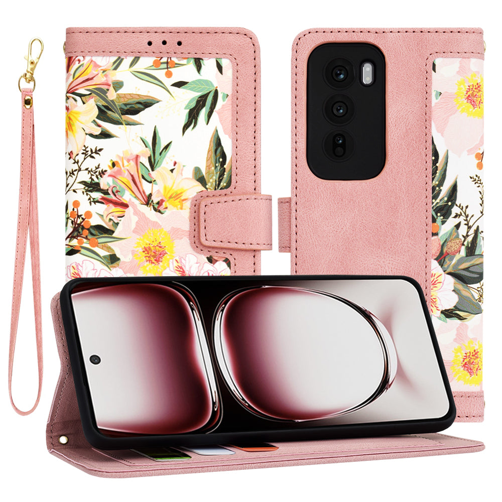 Fodral för Oppo Reno12 Pro, Techsuit, FlipCraft, Rosa