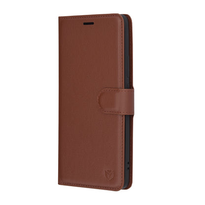 Fodral för Oppo Reno12, Techsuit, läderfolio, brun